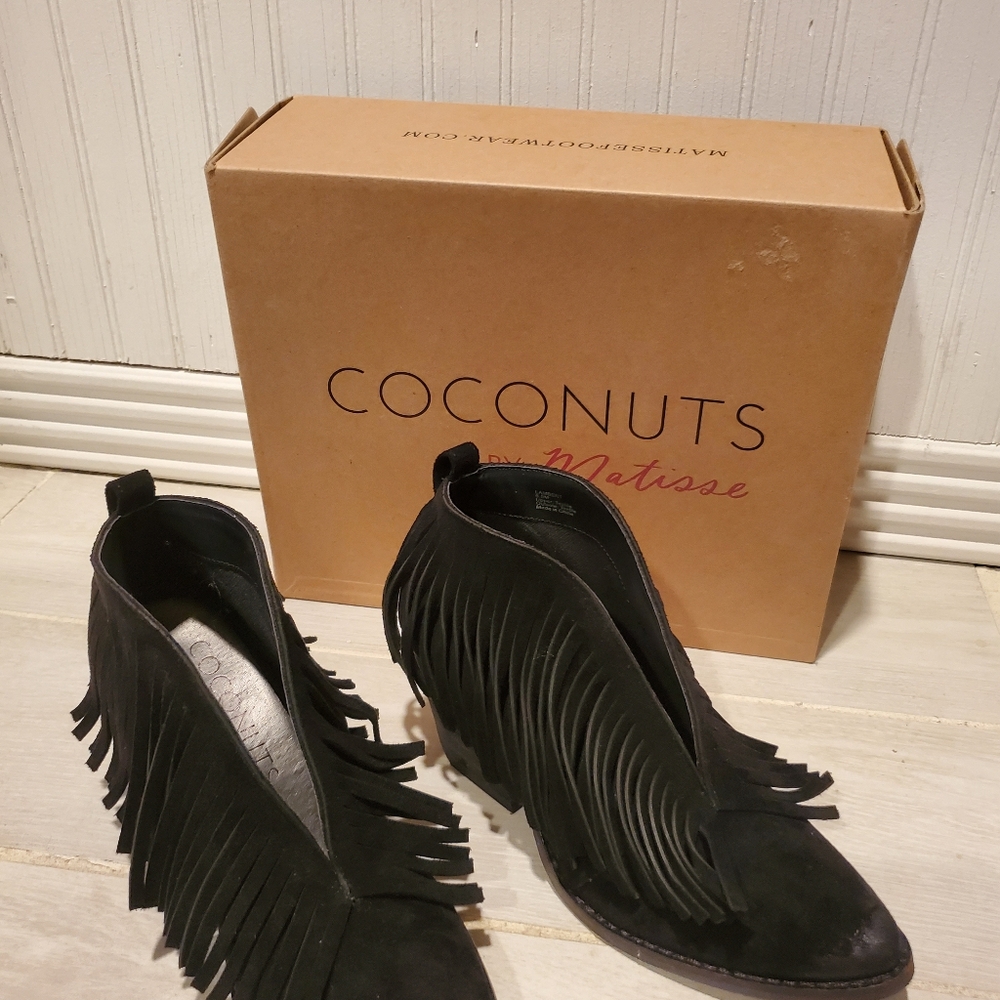 Coconuts by Matisse Black Fringe Booties